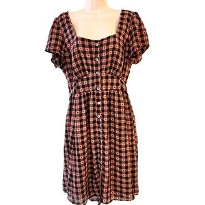 ESHAKTI Wayward Fancies Swiss Dot Mauve Gingham Dress 2X